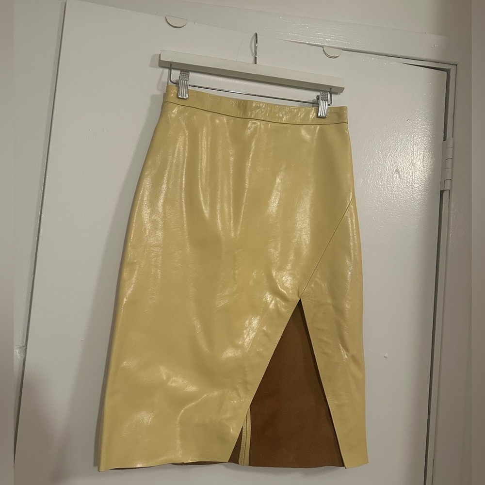NWT & Other Stories light yellow leather skirt size 4